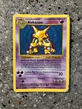 Pokemon TCG Cards SHADOWLESS Alakazam 1/102 Base Set Holo Rare PLAYED