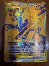 Pokemon Pikachu & Zekrom GX SM248 Tag Team Black Star Promo Holo Damaged