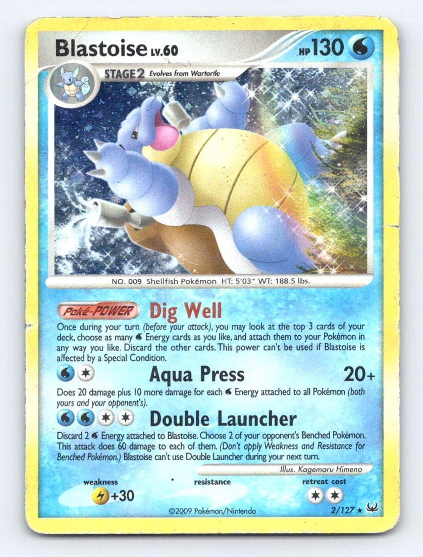 Blastoise 2/127 Holo Rare Platinum Pokemon Heavily Played