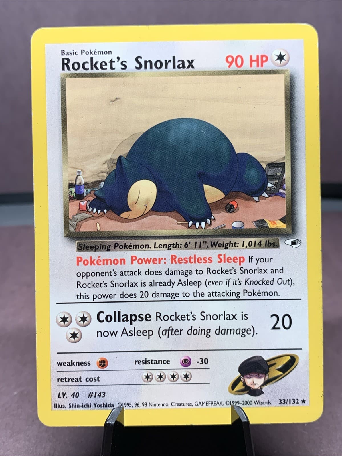 Pokemon TCG Rocket's Snorlax Gym Heroes 33/132 Rare VTG WOTC LP-