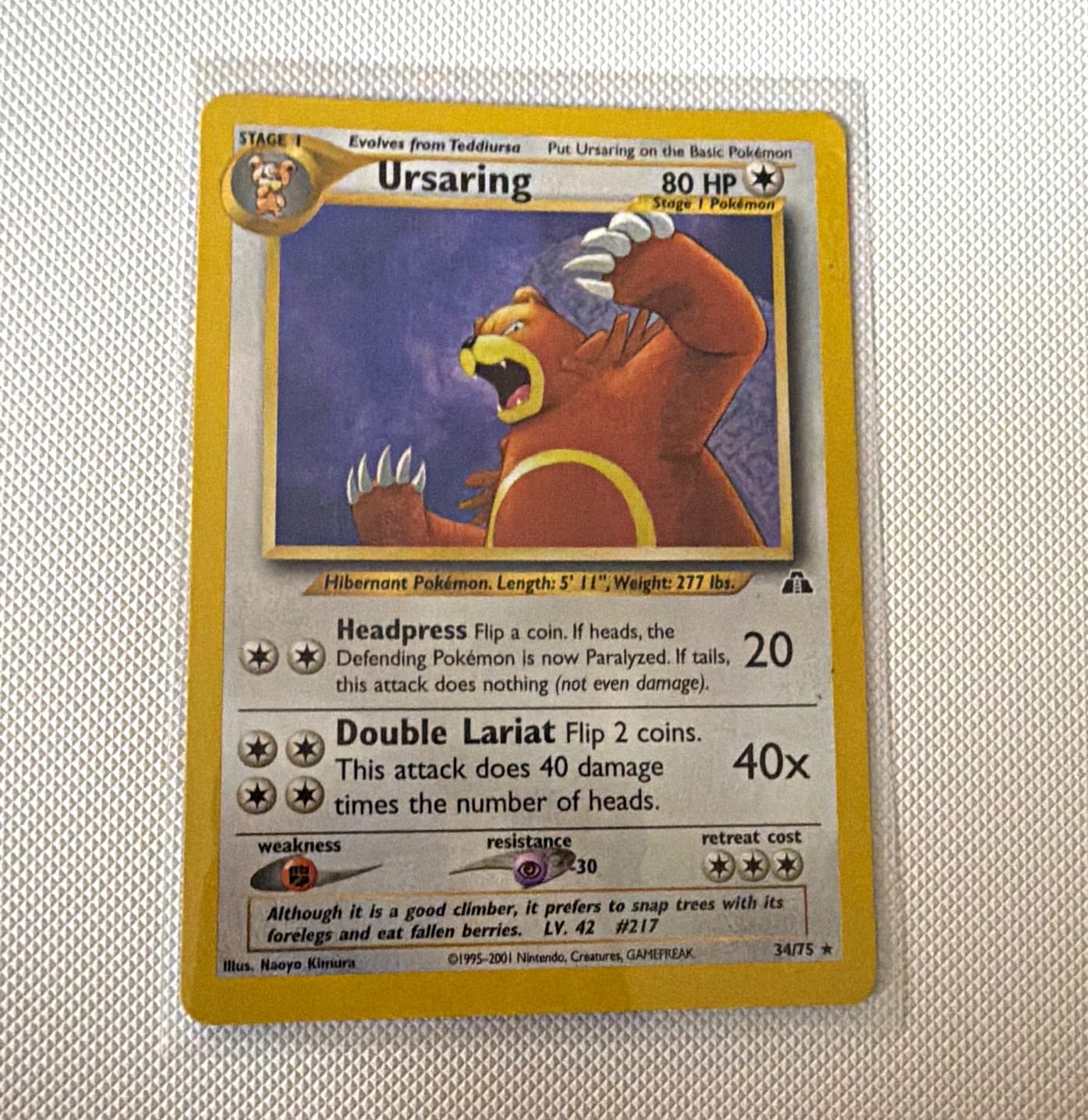 Pokemon TCG Neo Discovery Ursaring 34/75 Rare Regular Unlimited 80 HP