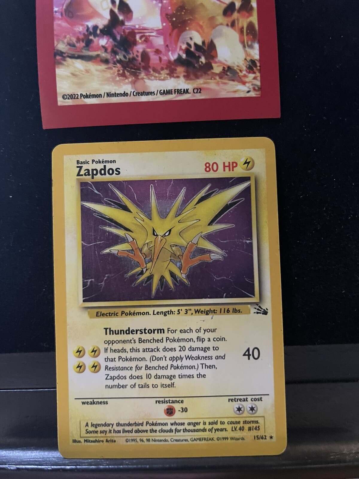 Pokemon Card Zapdos 15/62 Rare Holo ￼Fossil ￼Set 040💎LP💎