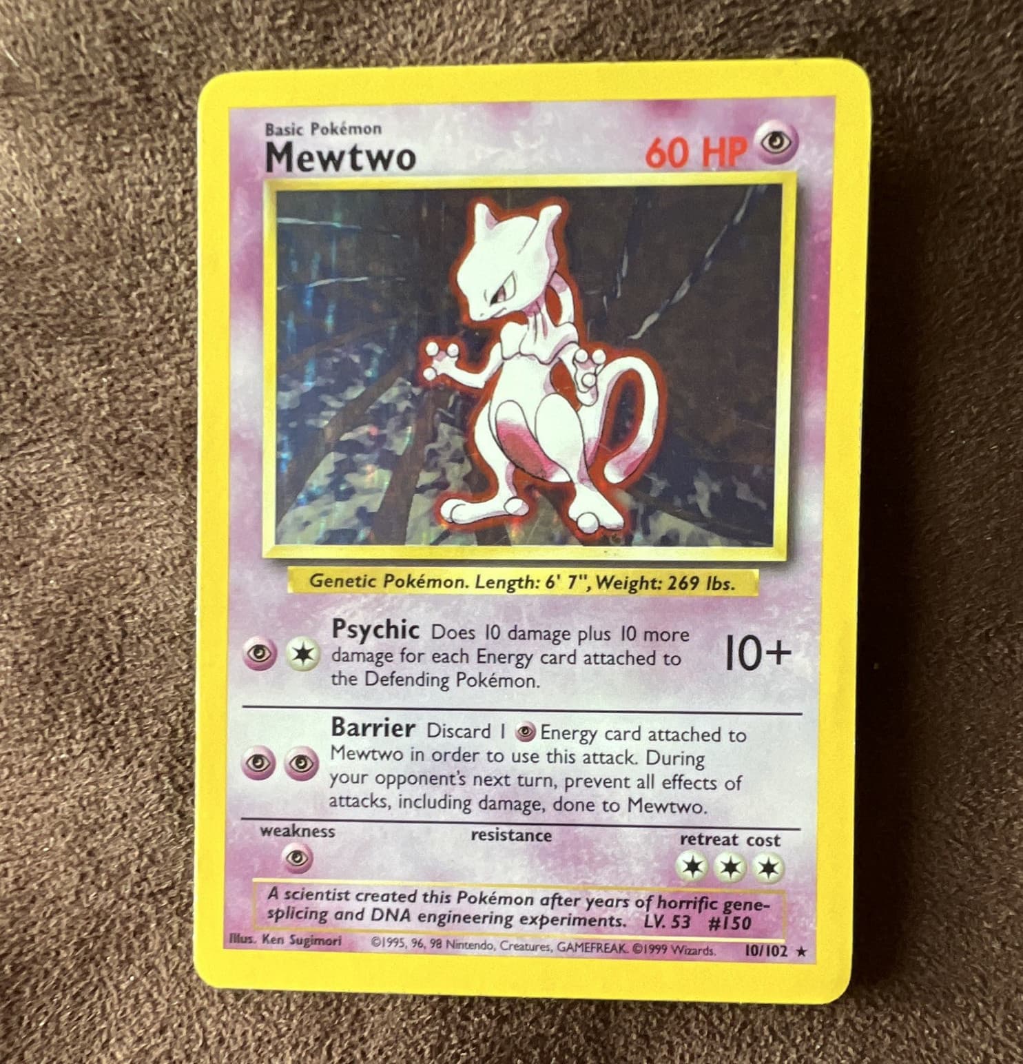 Pokemon TCG Mewtwo 10/102 Base Set Rare Unlimited EN 60 HP