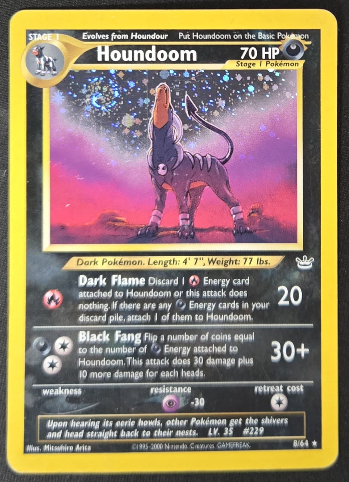 SWIRL Houndoom 8/64 Neo Revelation Unlimited Cosmos Holo Rare Pokémon 2000 MP