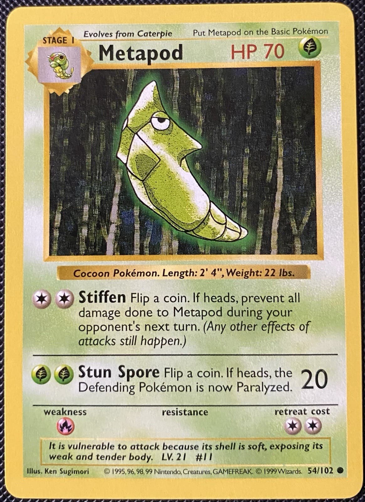 Metapod 054/102 Base Set (Shadowless) Regular - Pokémon Card