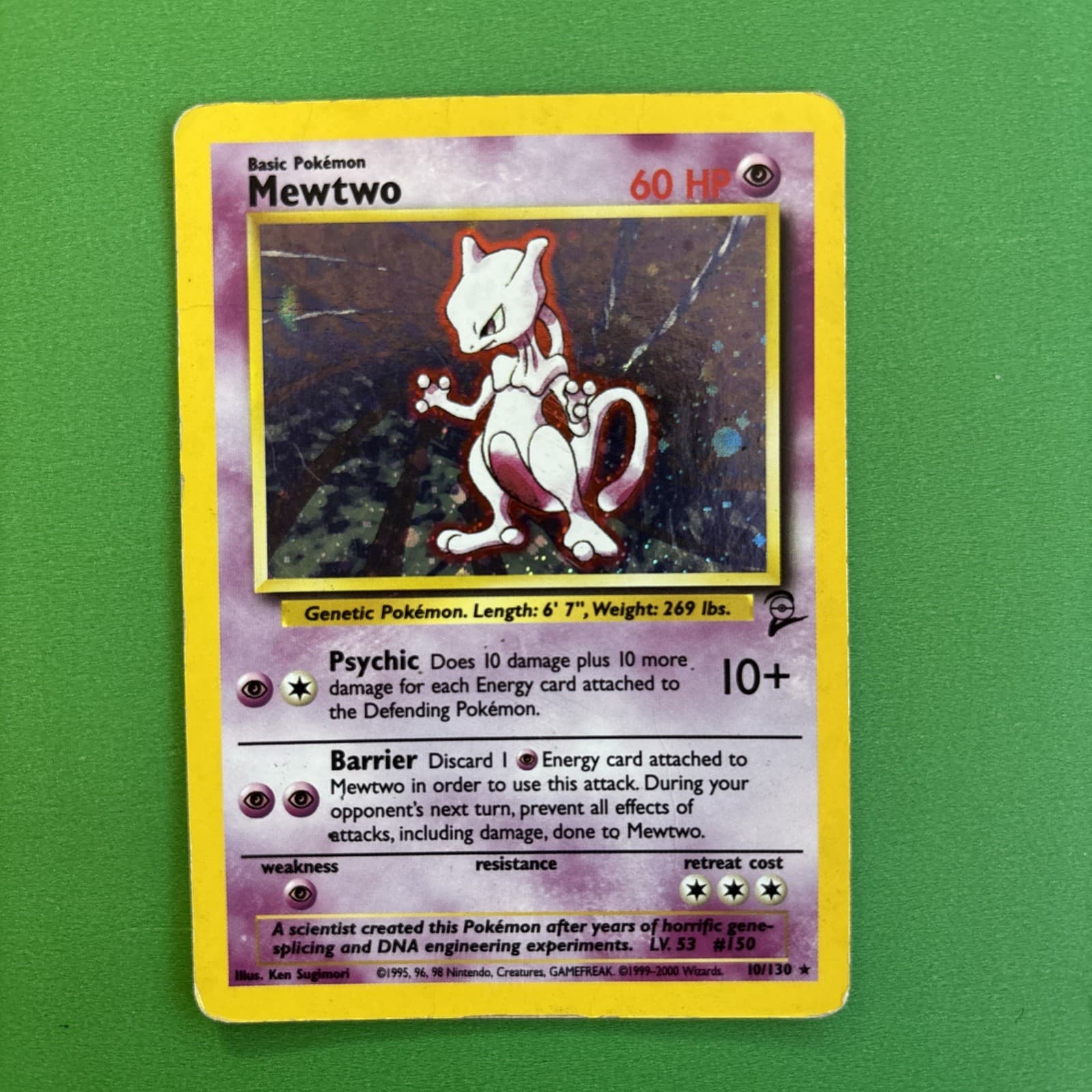 Mewtwo 10/130 Holo Rare - Base Set 2 60 HP Basic Pokémon Pokémon TCG Card