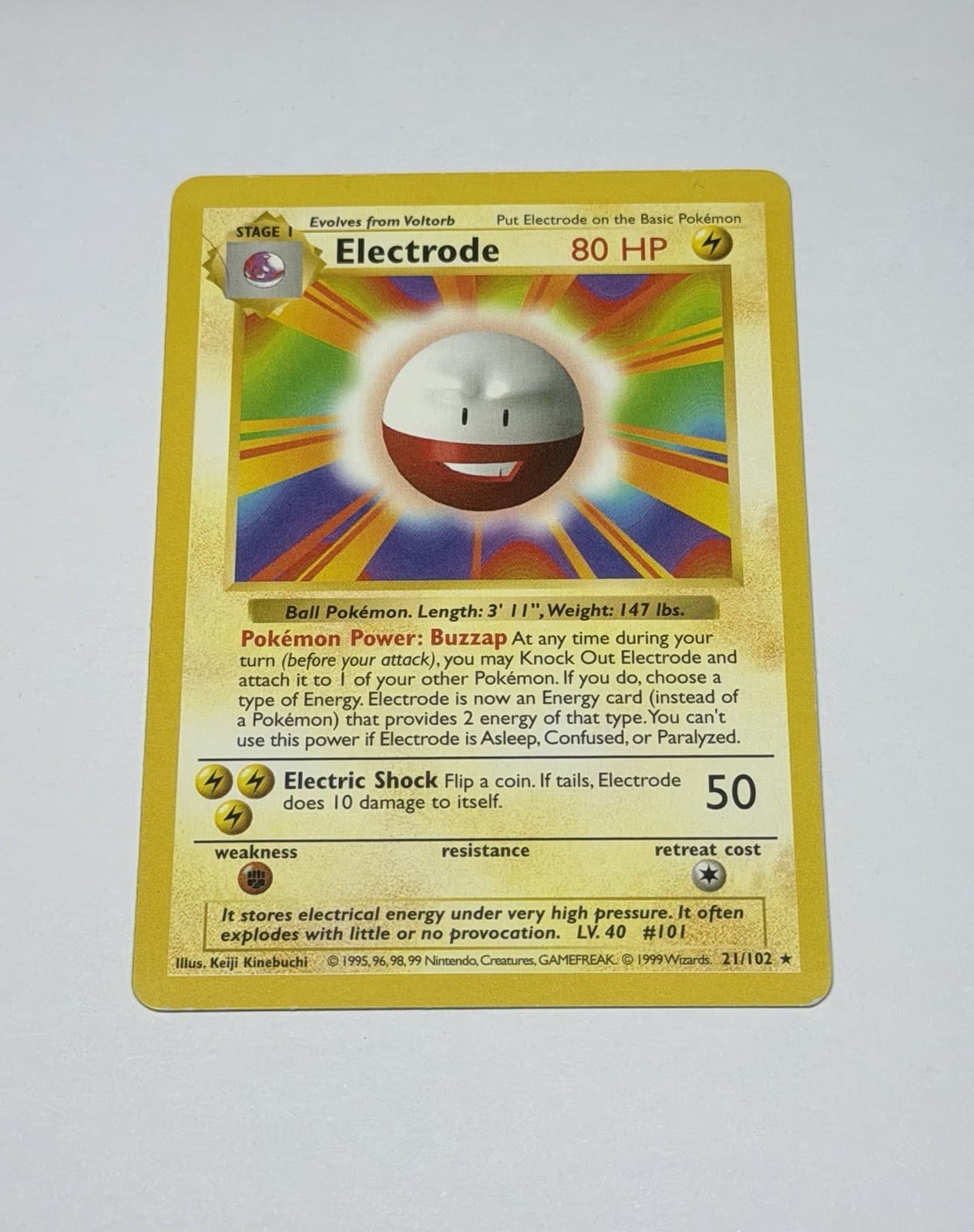 Electrode 21/102 Rare Base Set Shadowless Vintage  Pokemon Card TCG Unlimited LP