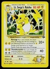 Pokemon Card Gym Challenge Lt. Surge's Raichu 11/132 Unlimited Holo Rare