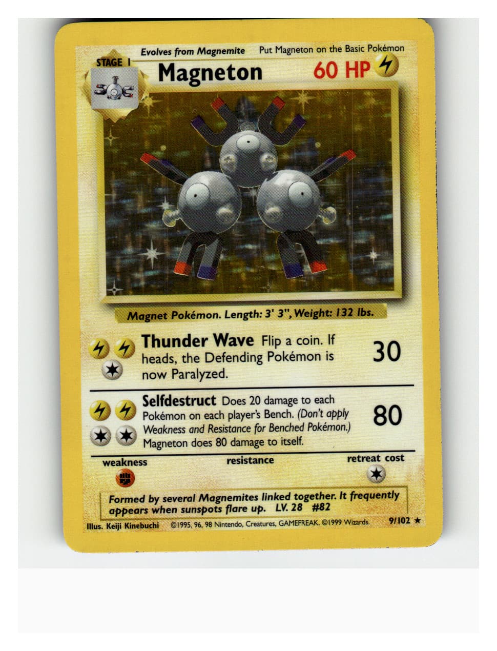 Magneton Unlimited Holo Rare Base Set (Shadowless) 009/102 LP