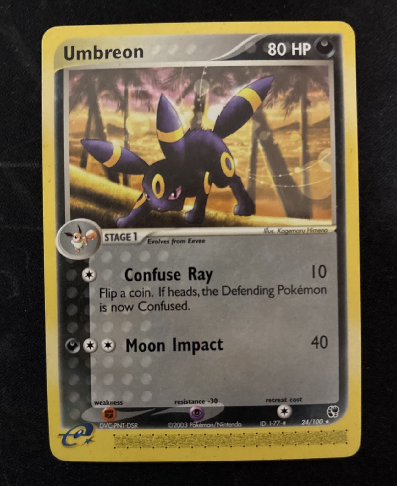 Umbreon – 2003 Pokémon Card – EX Sandstorm  24/100 – Rare - Non-Holo – LP