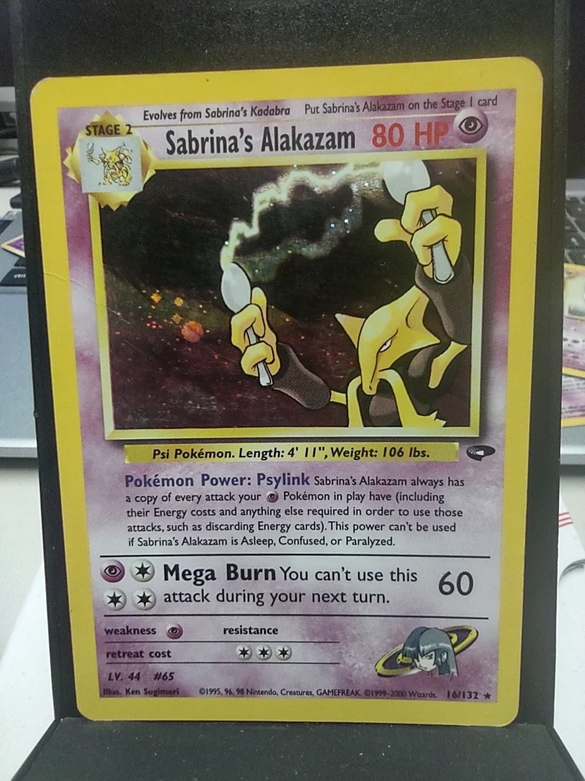 Sabrina's Alakazam Holo Pokemon Gym Challenge Card Original LP 16/132