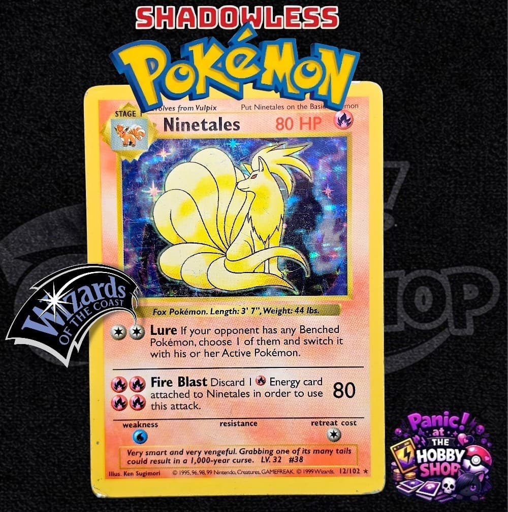 Ninetales 12/102 Pokémon TCG Base Set SHADOWLESS 👥 WoTC Vintage HP