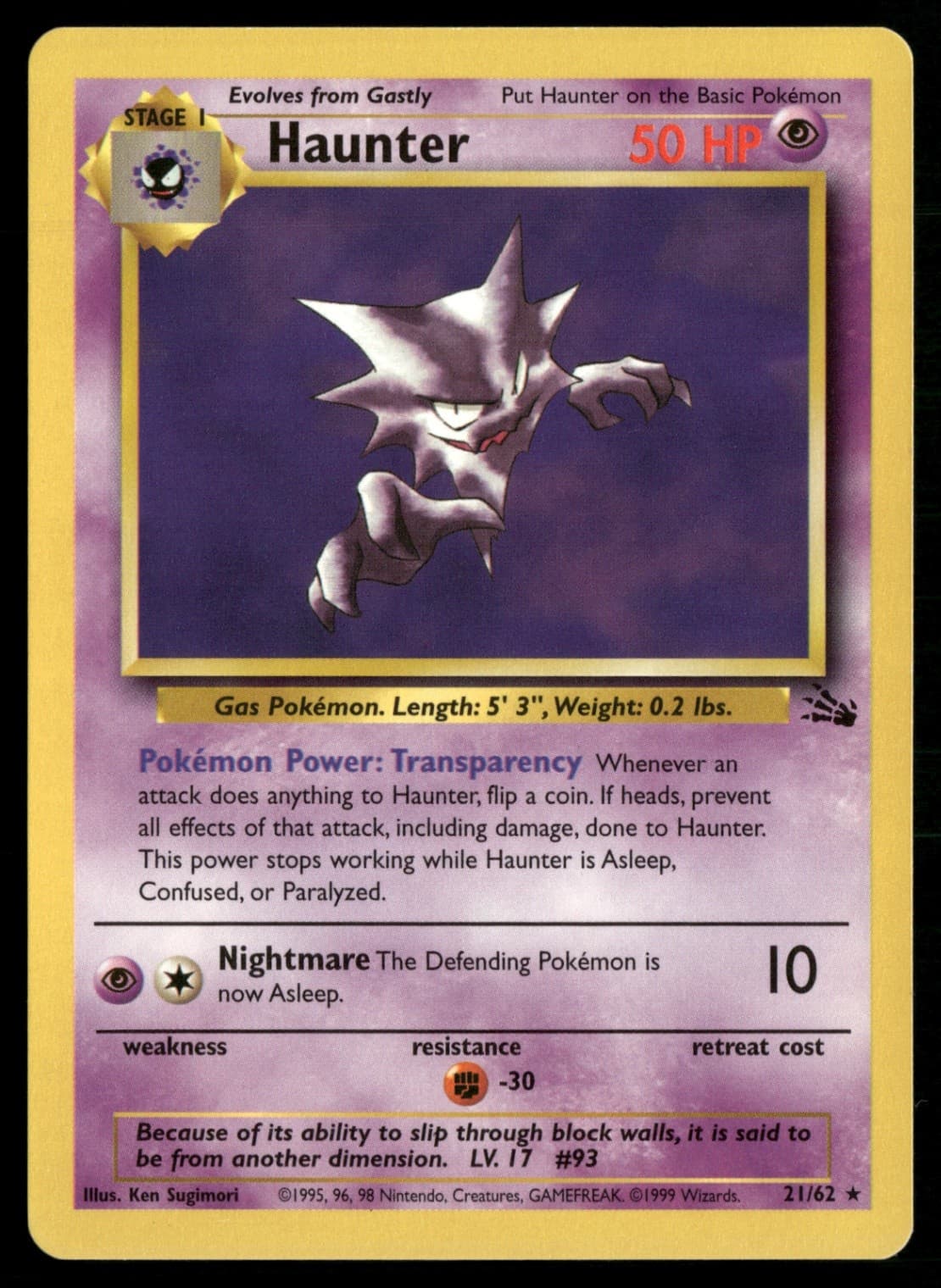 Haunter (21) Rare Fossil 21/62