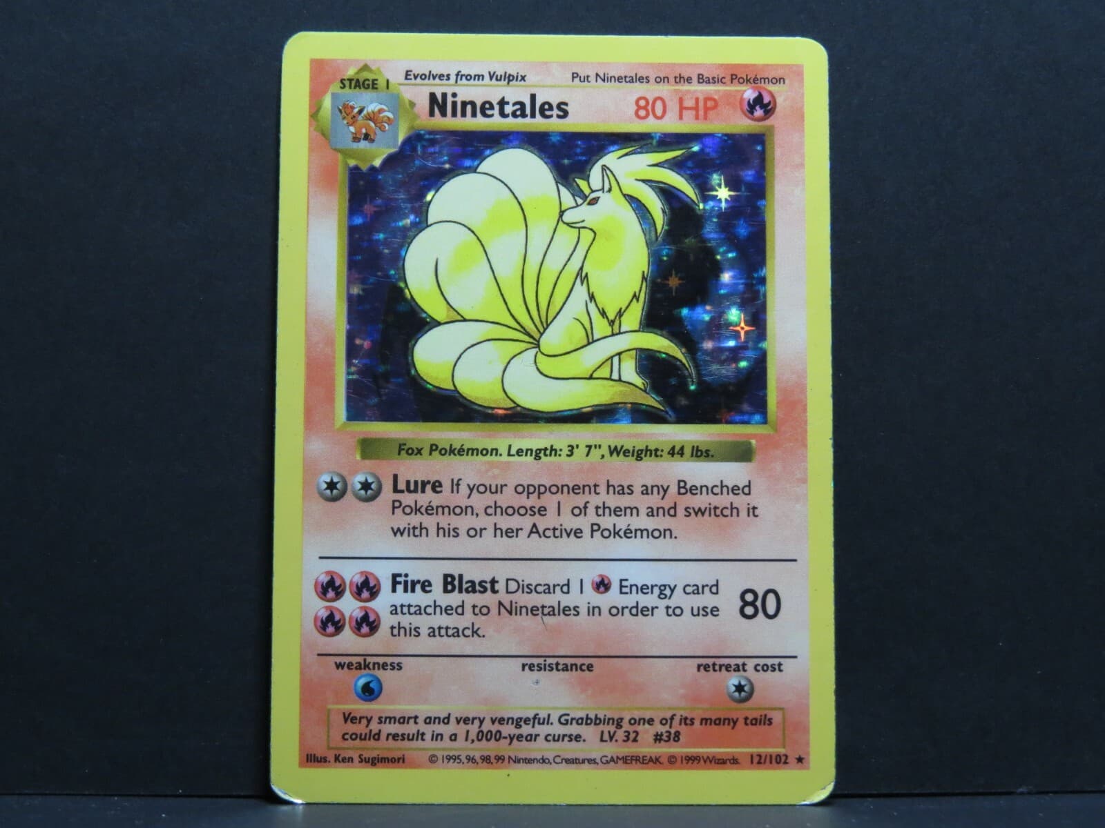 Shadowless Ninetales 12/102 - Base Set Pokemon Card (Near Mint)