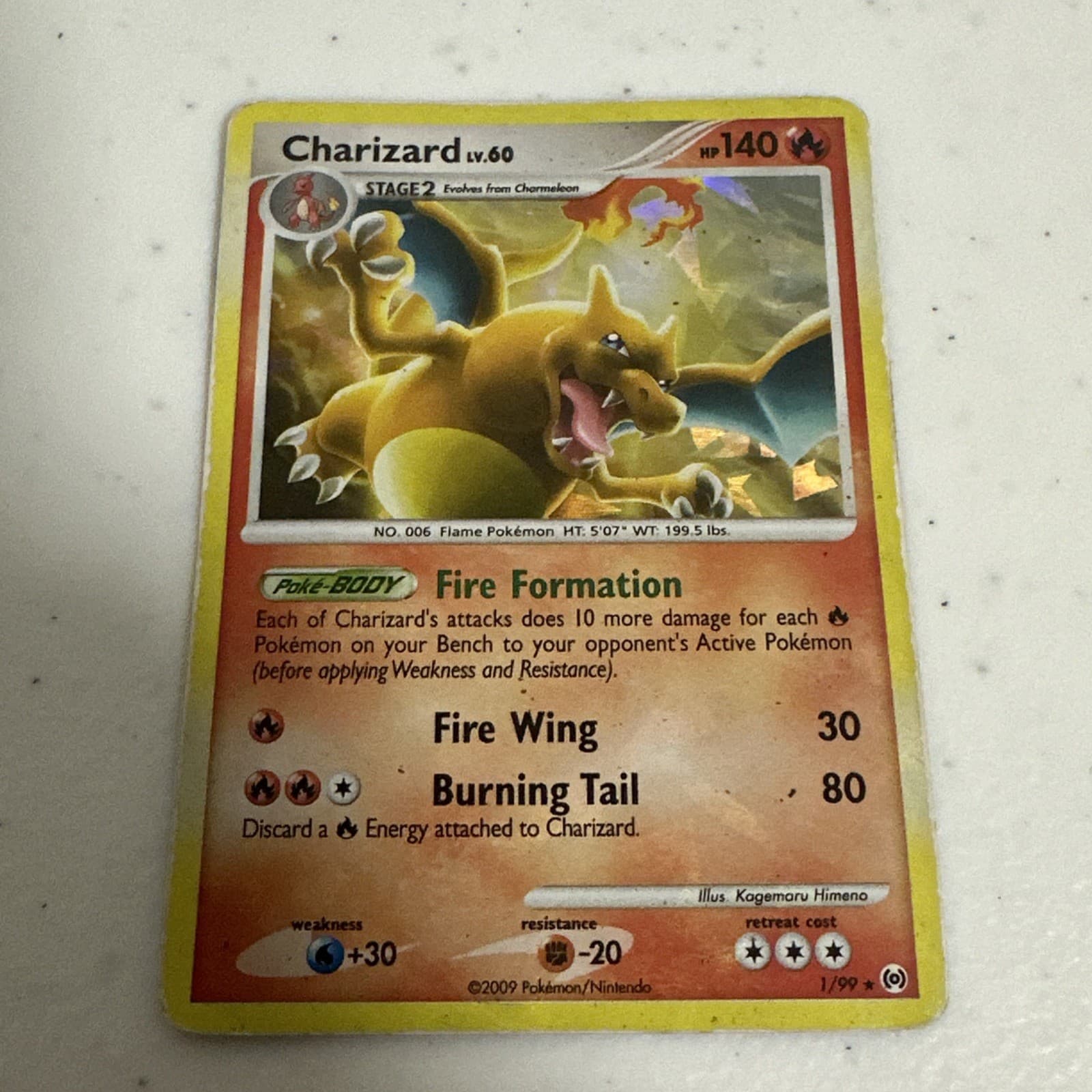 Pokémon TCG Charizard Lv60. Platinum Arceus 1/99 Cracked Ice Holo RARE