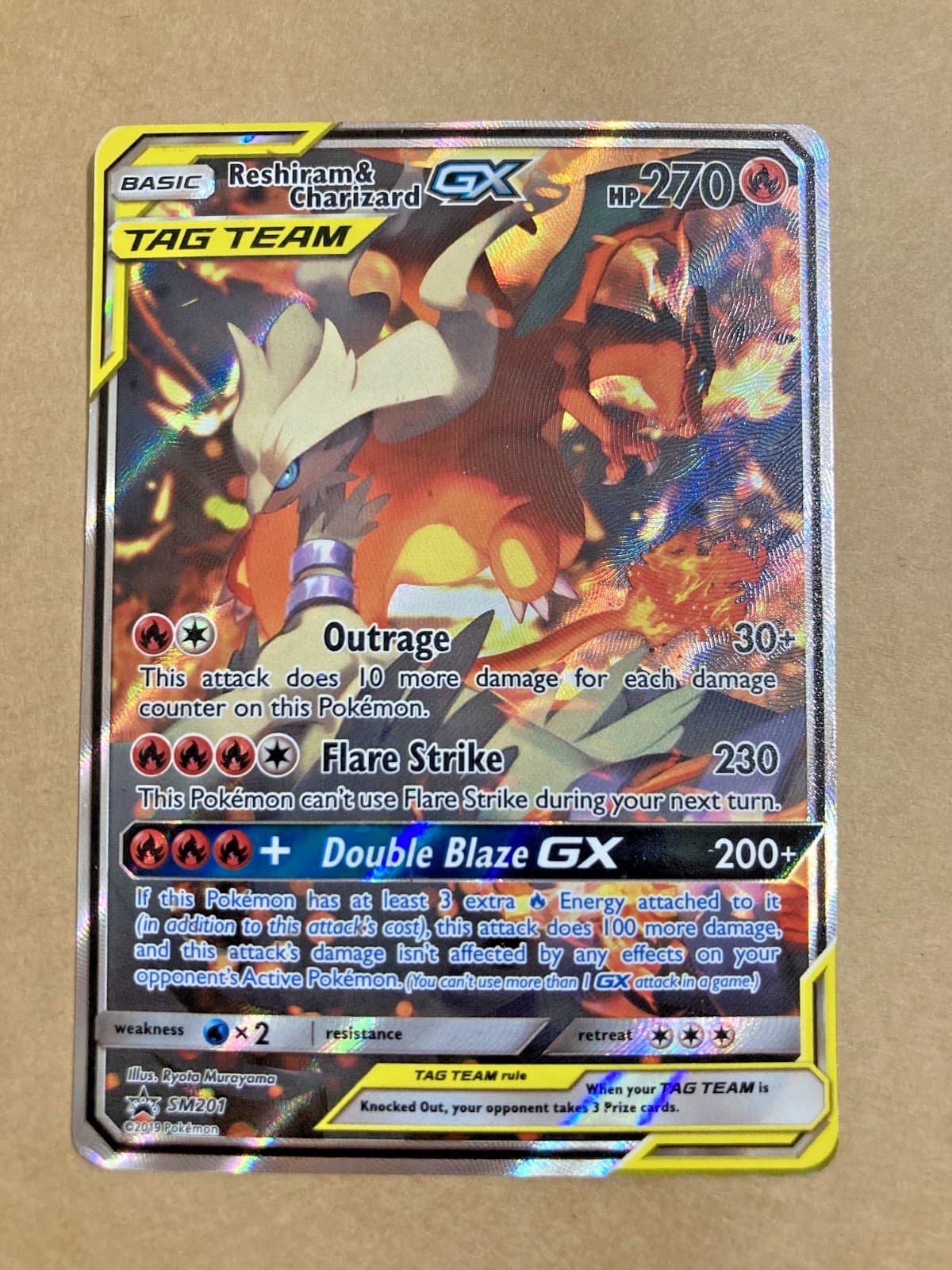 Pokemon Reshiram & Charizard GX SM201 SM Black Star Promo Holo