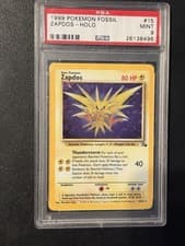 1999 POKEMON FOSSIL #15 ZAPDOS-HOLO PSA 9