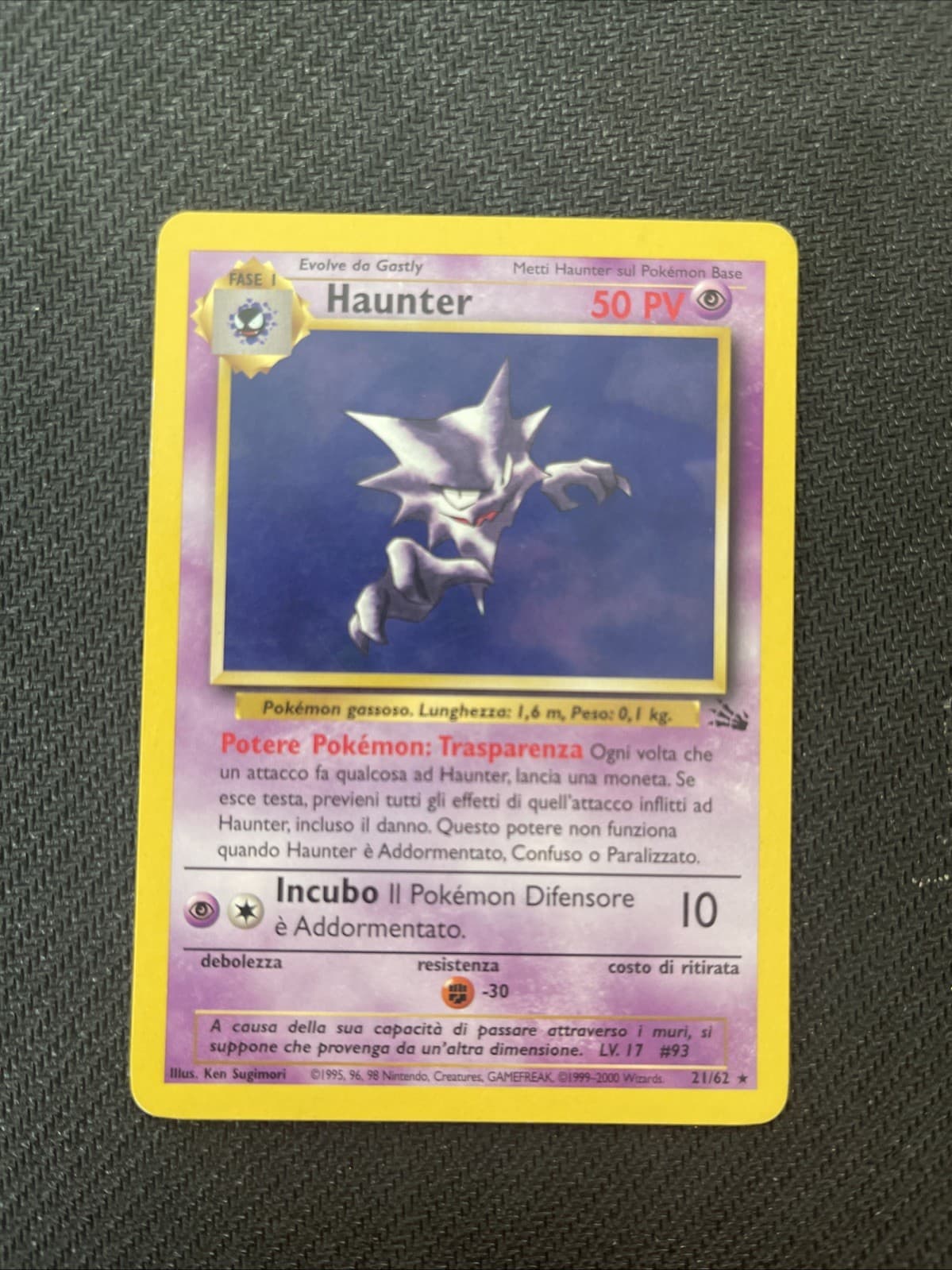 Haunter 21/62 Fossil Unlimited Pokemon Card Non Holo Italian