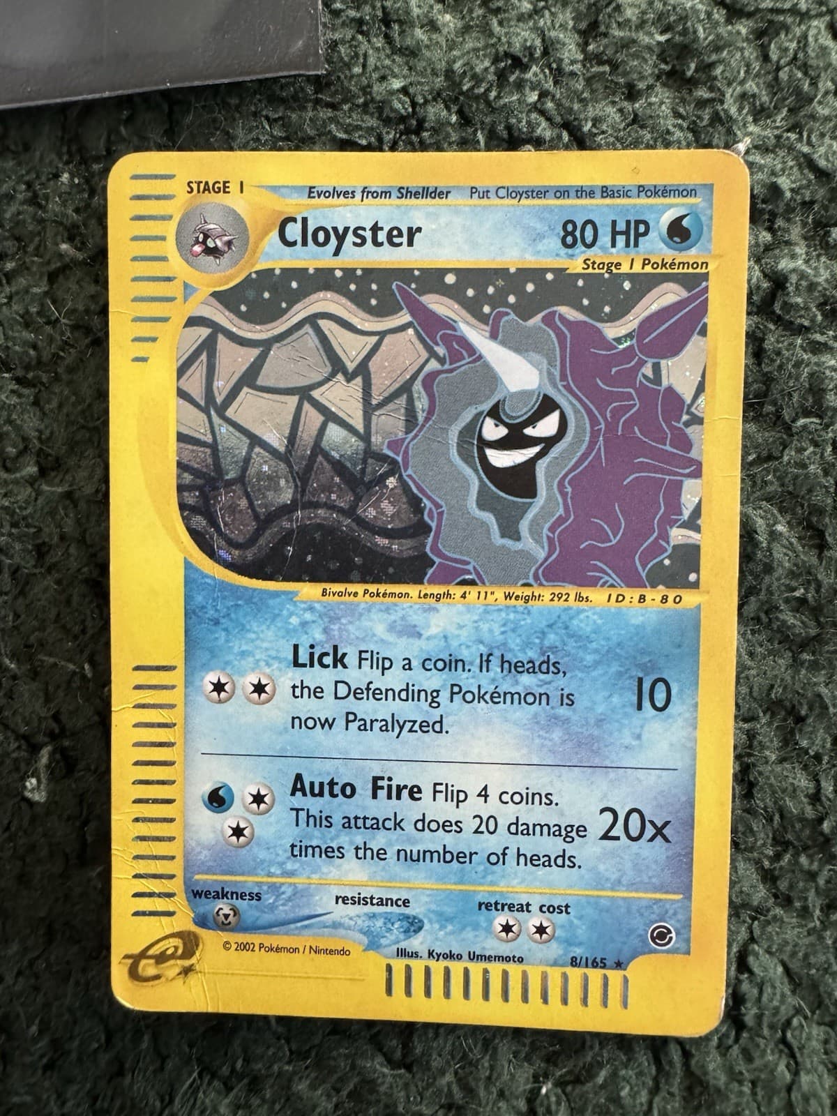 Pokémon Cloyster Expedition Base Set Holo Rare #8/165 80 HP English 2002