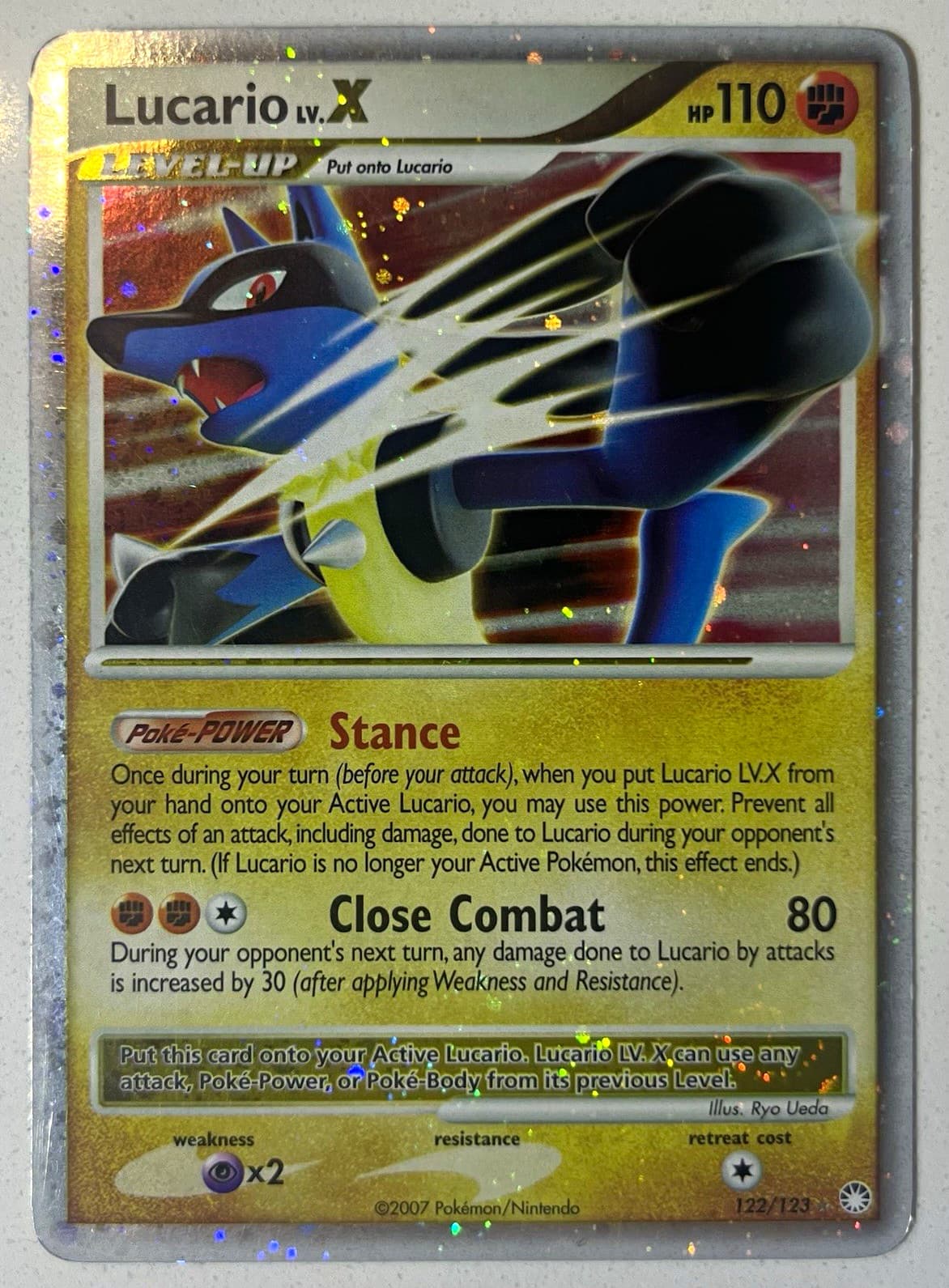 Pokemon TCG Lucario LV.X 122/123 Mysterious Treasures Ultra Rare Holo LP