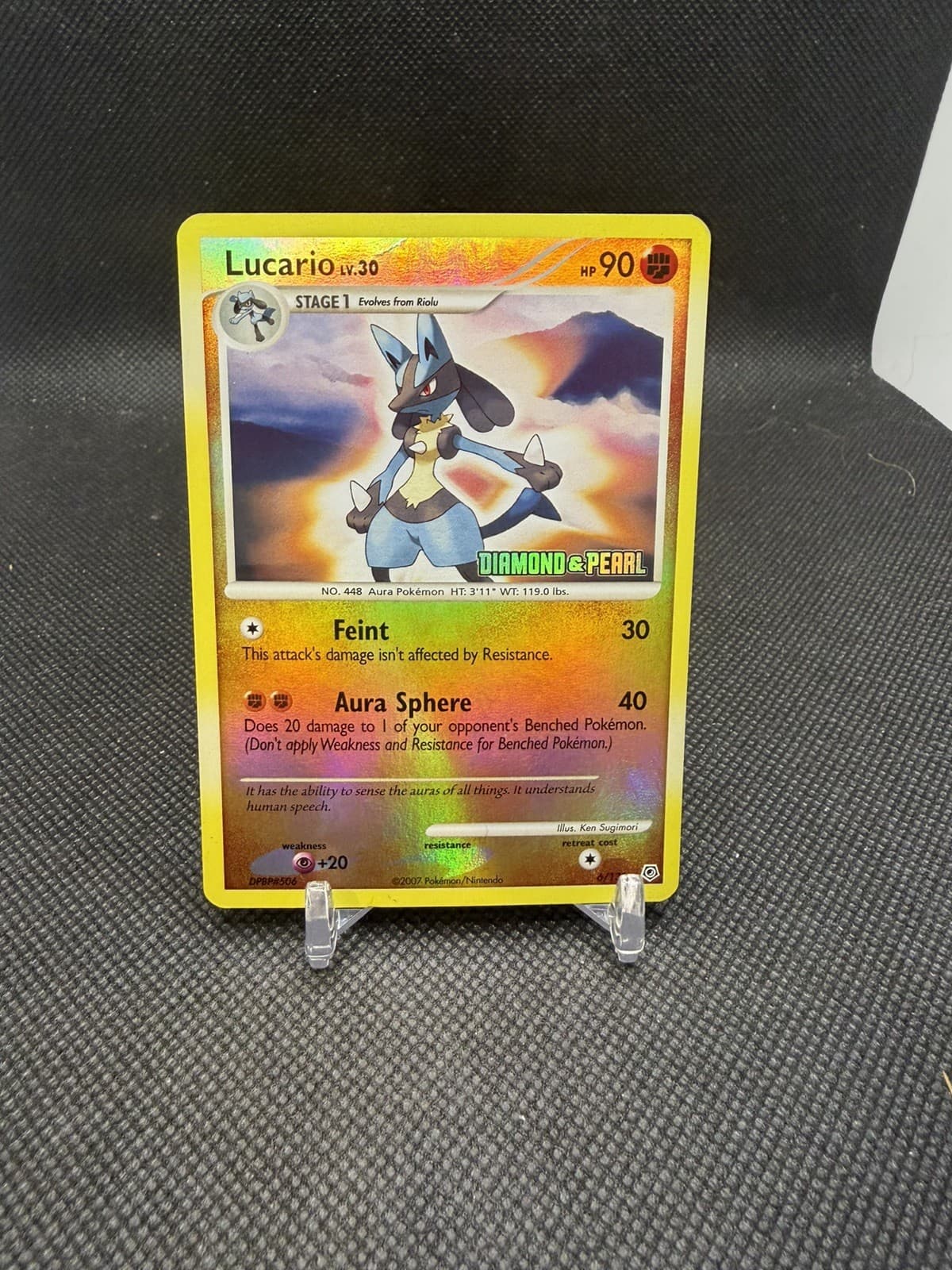 Pokemon Lucario Rare Holo Diamond and Pearl Stamped 2007 6/130 HP