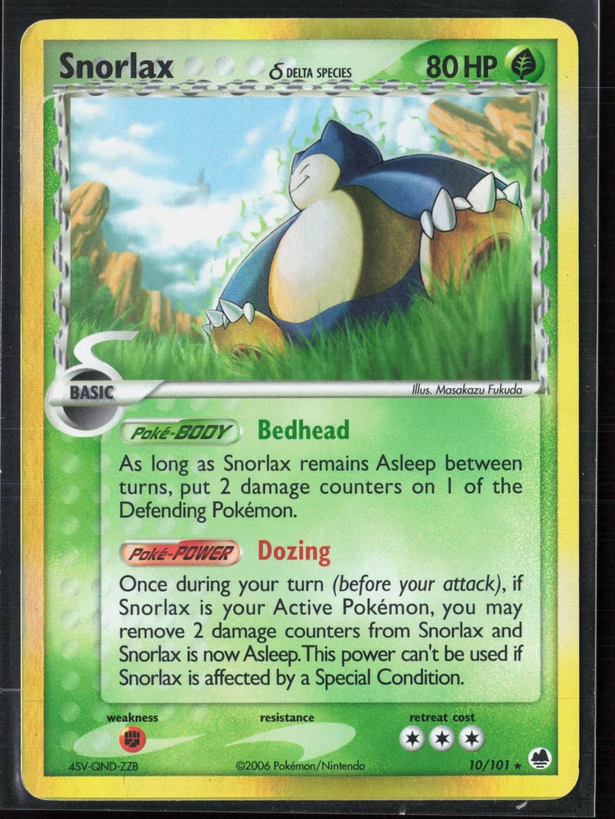 #2 Snorlax 10/101 Delta Species EX Dragon Frontiers 2006 Holo Rare Pokémon Card