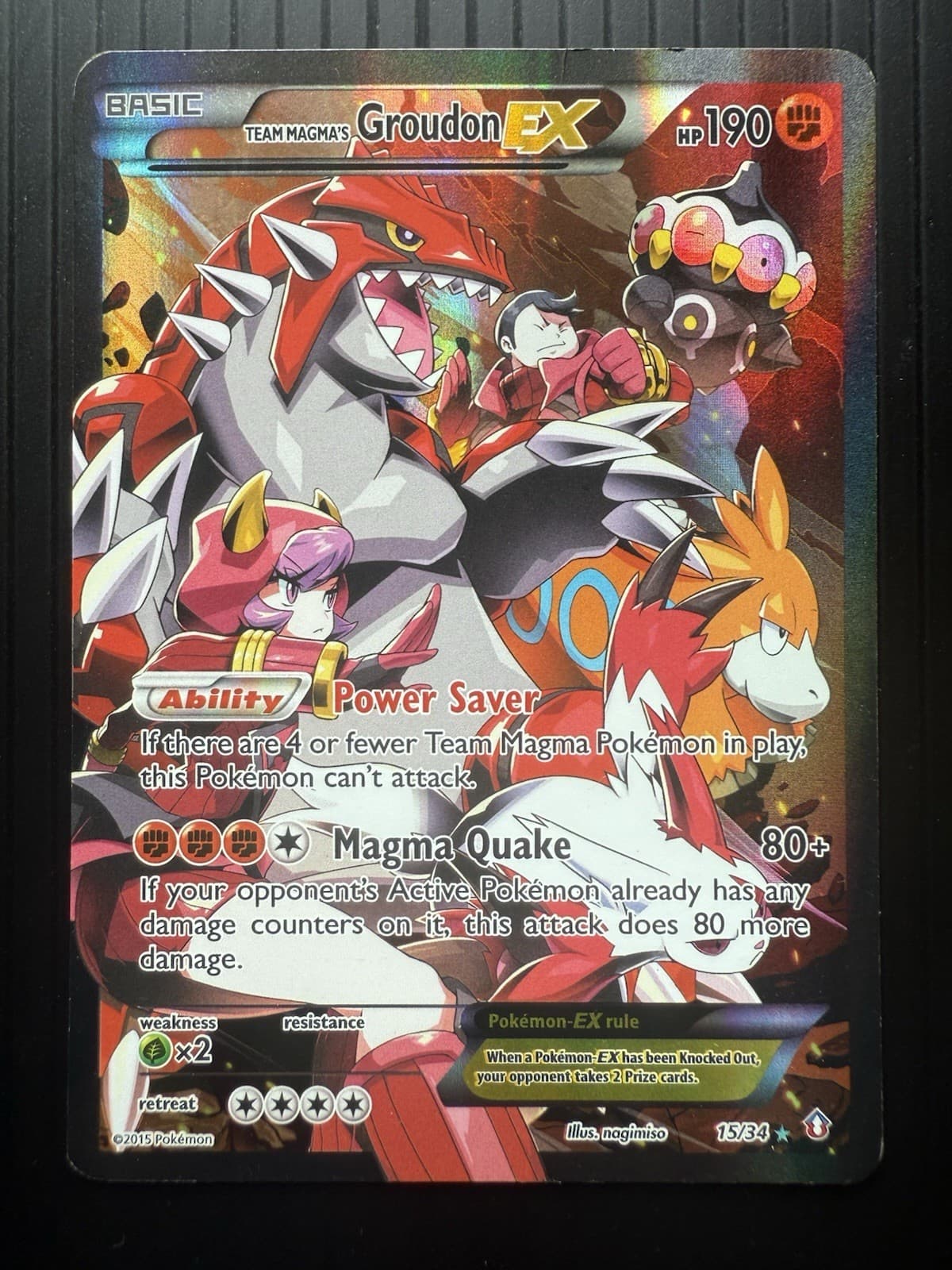 Pokemon Team Magma's Groudon EX 15/34 Ultra Rare Double Crisis Holo (LP-)