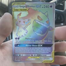 Gengar & Mimikyu GX 186/181 SM-Team Up Secret Rare TAG TEAM Holo HP240 Psychic