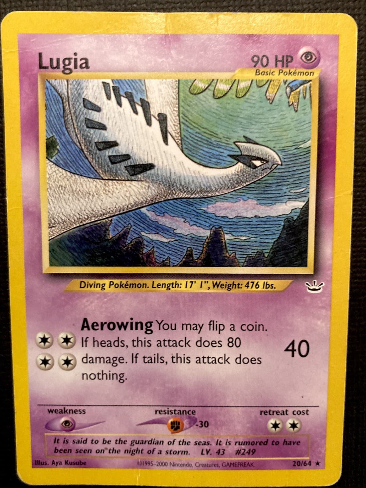 Lugia 20/64 Pokémon TCG Card Neo Revelation Rare Vintage 2000