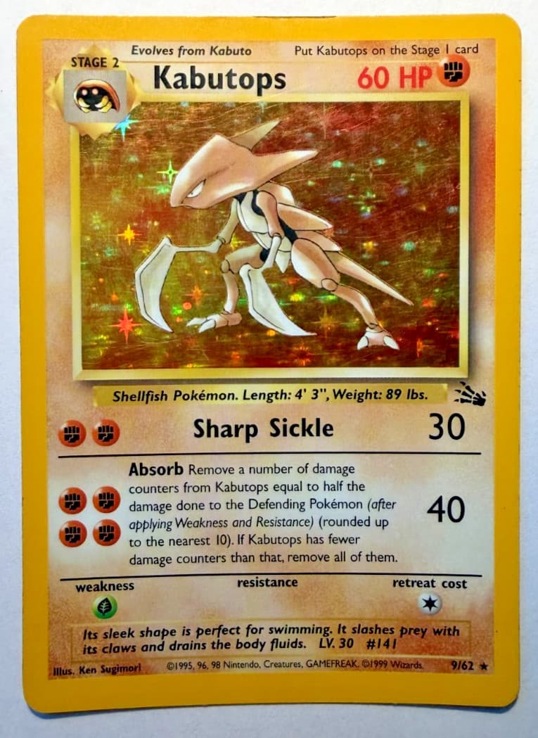 Kabutops 9/62 Fossil Holo Pokemon 1999