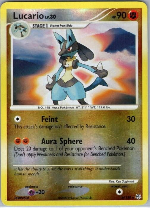 Lucario 6/130 Reverse Holo Holo Rare Diamond and Pearl LP