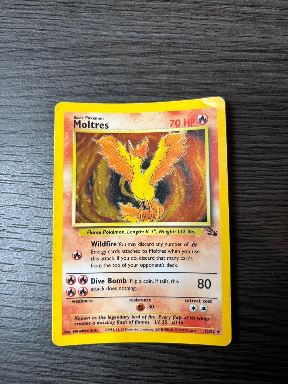 Moltres 12/62 Fossil-Unlimited Edition Holo