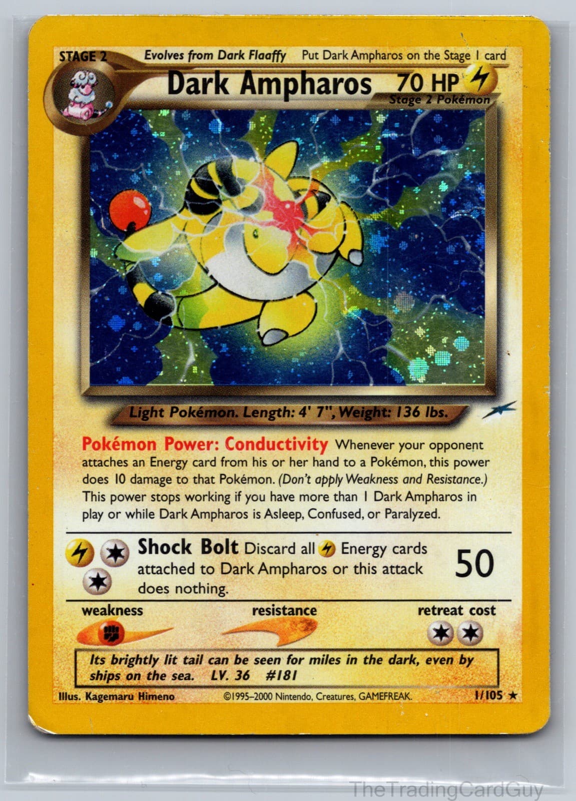Dark Ampharos Holo Rare Neo Destiny Unlimited Holo 001/105 HP