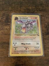 Pokemon Card Fossil Aerodactyl 1/62 Rare MP Holofoil 1999 WOTC