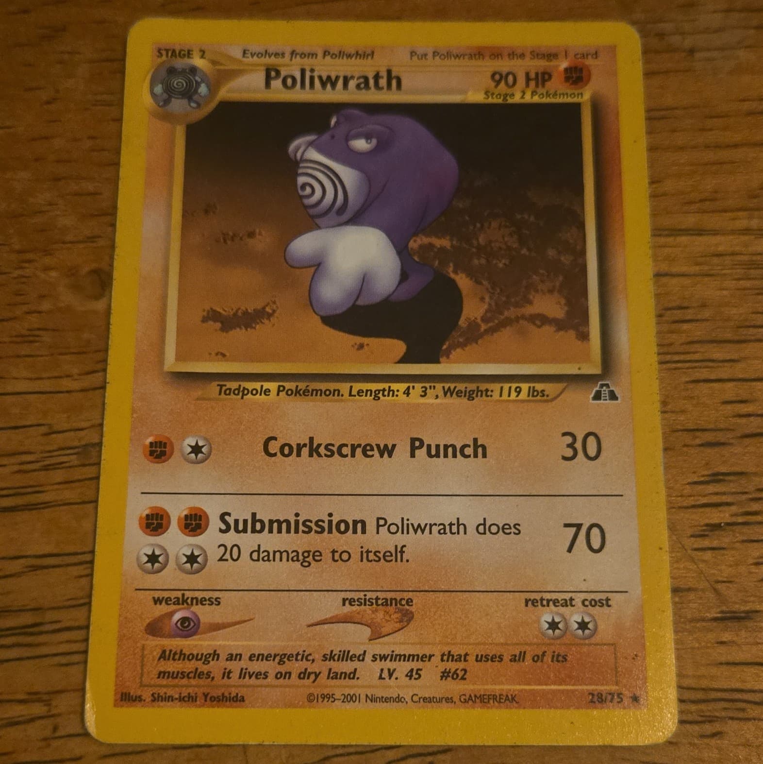 Poliwrath 28/75 Rare Neo Discovery Pokemon Unlimited MP 28/75