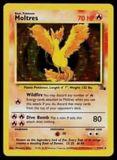 Pokemon Card Fossil Moltres 12/62 Unlimited Holo Rare