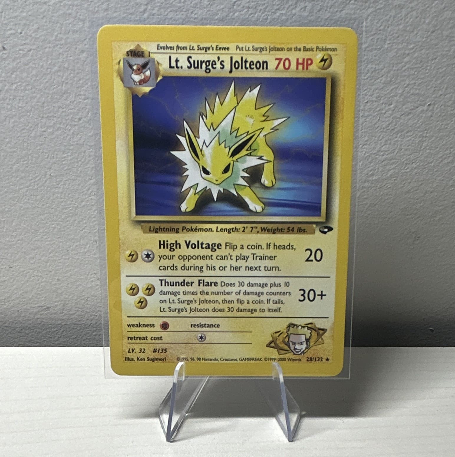 WOTC Lt. Surge's Jolteon 28/132 Gym Challenge Rare Pokémon TCG 2000