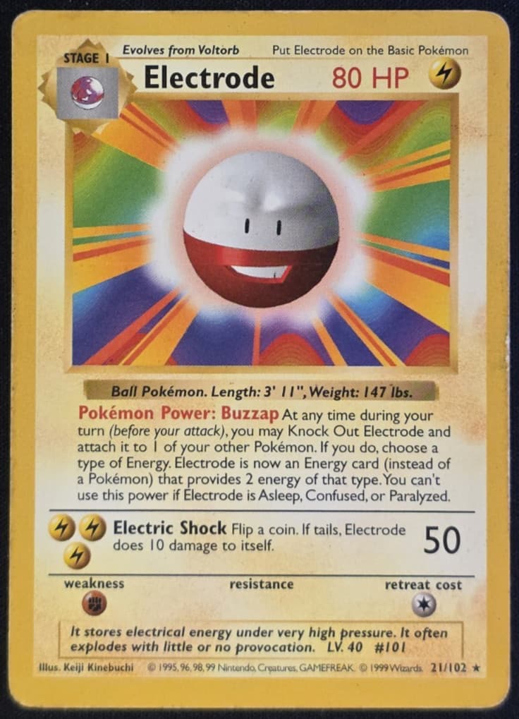 Electrode 21/102 Pokémon Base Set Shadowless MP