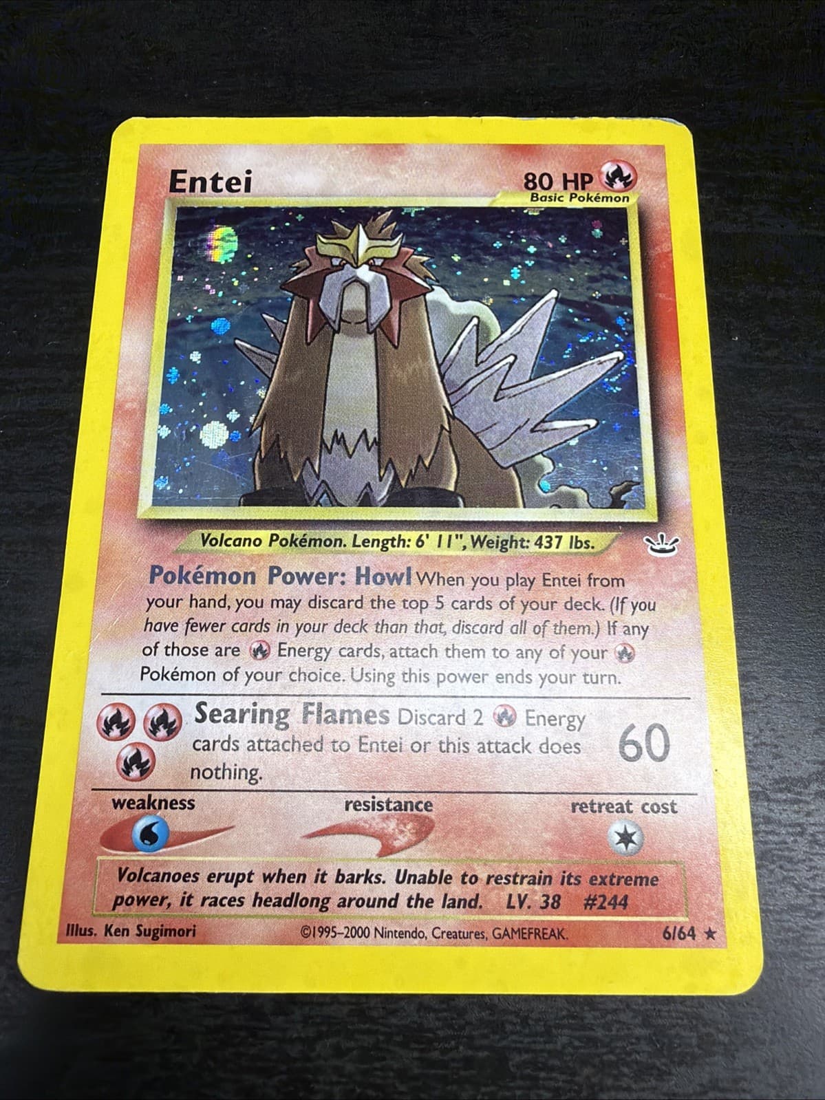Entei 6/64 Neo Revelation Holo Rare ENG Unlimited 80 HP Pokemon TCG SWIRL! 💫🔥