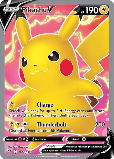 Pikachu V (Full Art) from Vivid Voltage — SWSH04: Vivid Voltage, complete card face