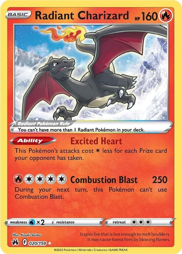 Radiant Charizard 020/159 — SWSH: Crown Zenith, complete card face