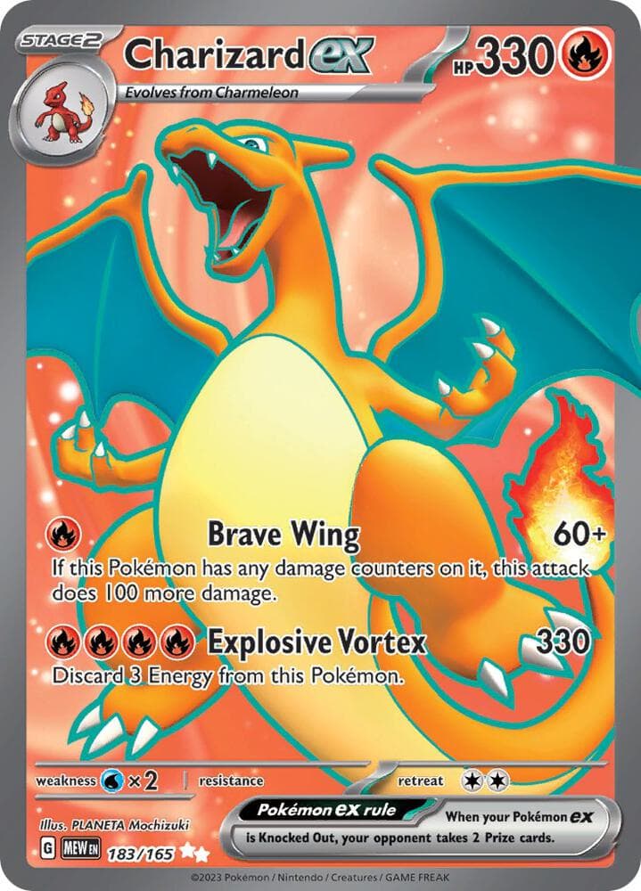 Charizard ex 183/165 (Ultra Rare) — SV: Scarlet & Violet 151, complete card face