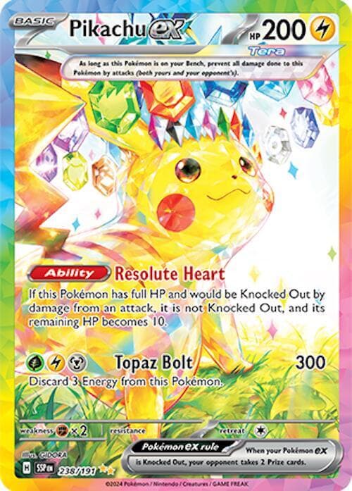 Pikachu ex 238/191 (Special Illustration Rare) — SV08: Surging Sparks, complete card face