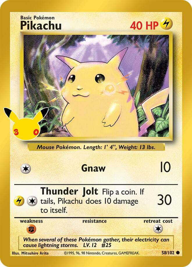 Pikachu 58/102 (Classic Collection) — ME: 30th Celebration Classic Collection, complete card face