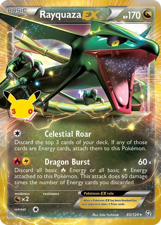 Rayquaza EX 85/124 (Classic Collection) — ME: 30th Celebration Classic Collection, complete card face