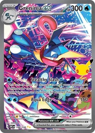 Greninja ex #148/128 — ME: 30th Celebration, complete card face