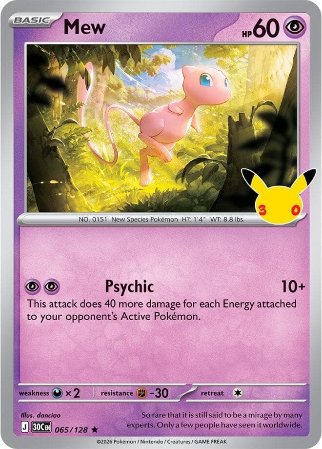 Mew #065/128 — ME: 30th Celebration, complete card face