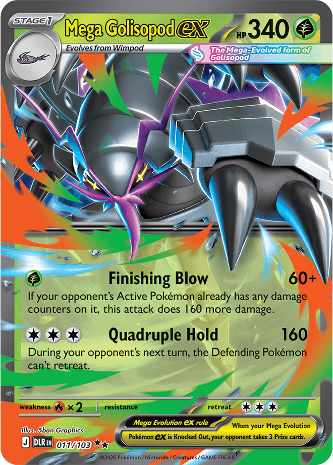 Mega Golisopod ex, 011/103, 340 HP, with the Finishing Blow and Quadruple Hold attacks