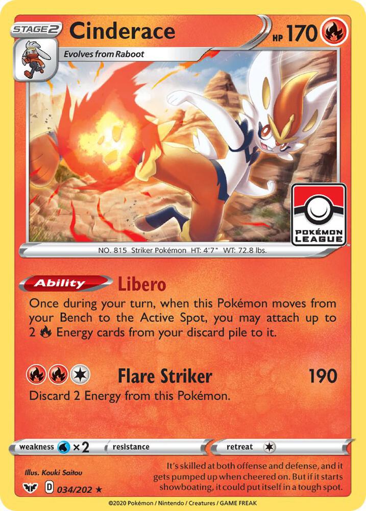 Cinderace - 034/202 (Pokemon League) - League & Championship Cards