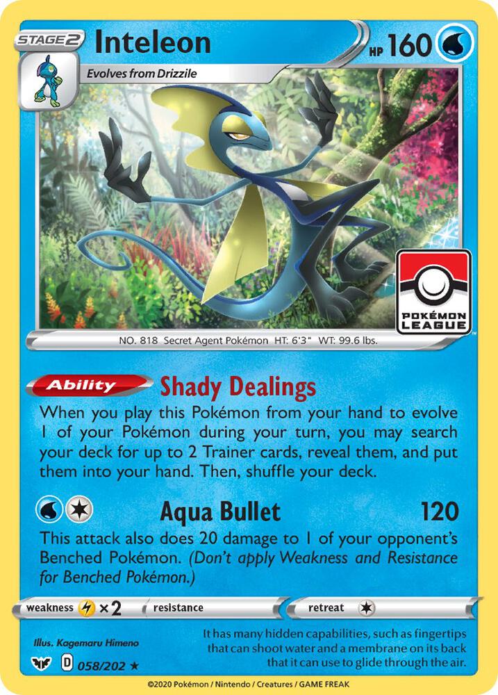 Inteleon - 058/202 (Pokemon League) - League & Championship Cards